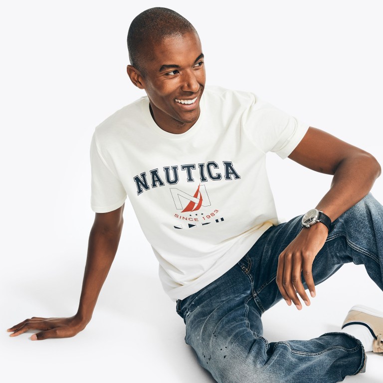 Nautica Sustainably Crafted Logo Estampadas Creme | 1YGQy0lD