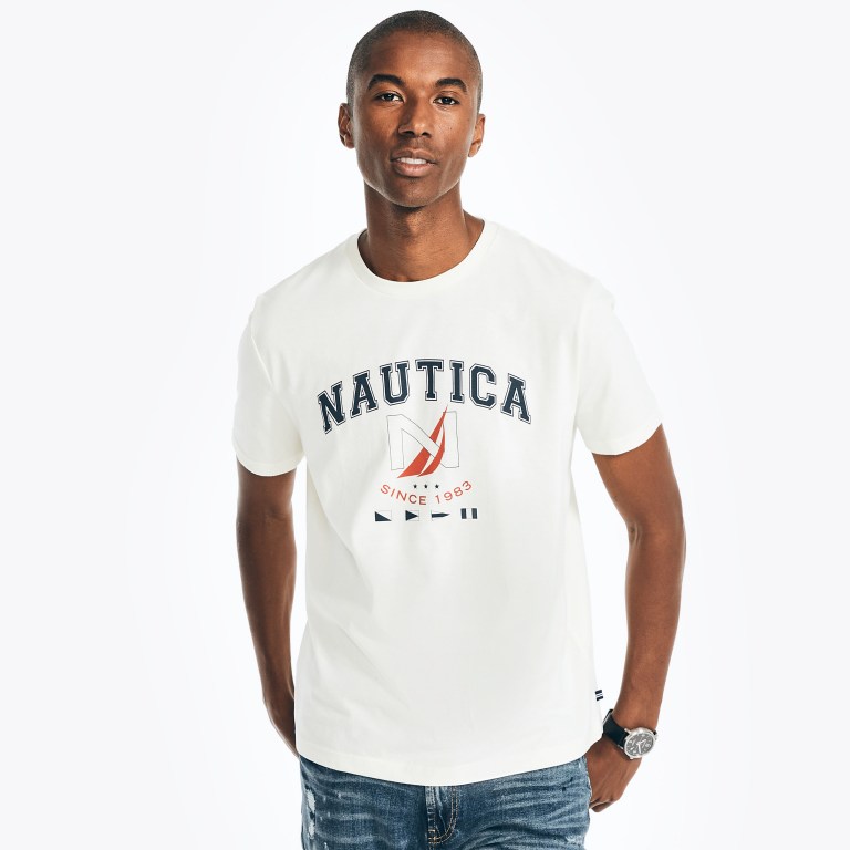 Nautica Sustainably Crafted Logo Estampadas Creme | 1YGQy0lD