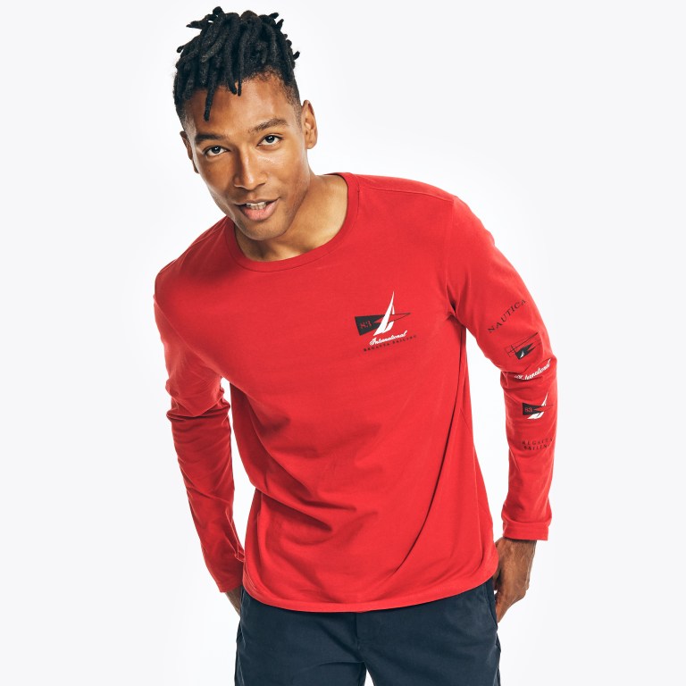 Nautica Sustainably Crafted Long-sleeve Estampadas Rojas | WMbZTYvp