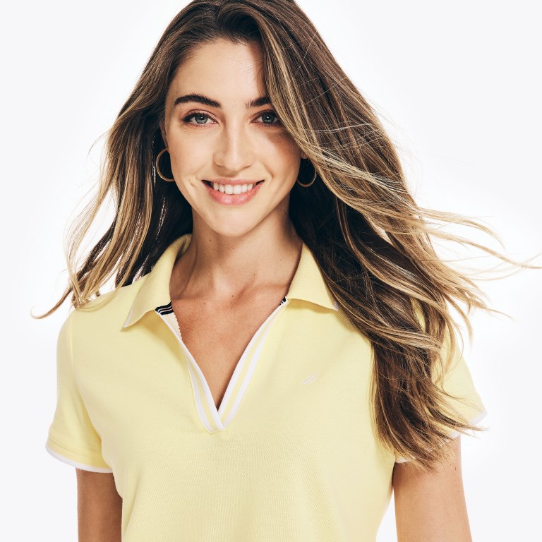 Nautica Sustainably Crafted Ocean Split-neck Amarillo | qgKeirPe