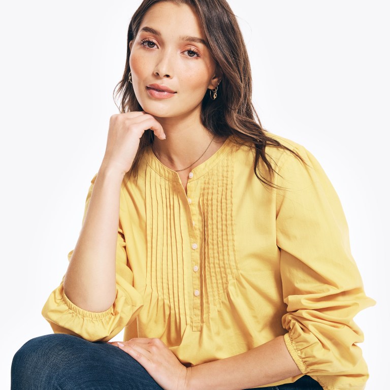 Nautica Sustainably Crafted Pintuck Popover Amarillo | 4oSypbey