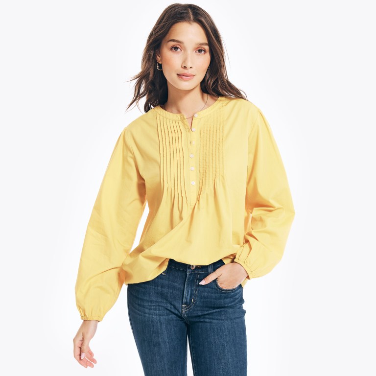 Nautica Sustainably Crafted Pintuck Popover Amarillo | 4oSypbey