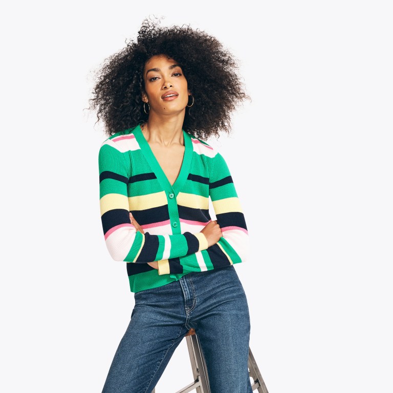 Nautica Sustainably Crafted Striped Cardigan Azules | PW8OViB2