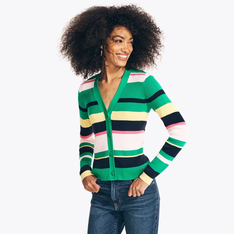 Nautica Sustainably Crafted Striped Cardigan Azules | PW8OViB2