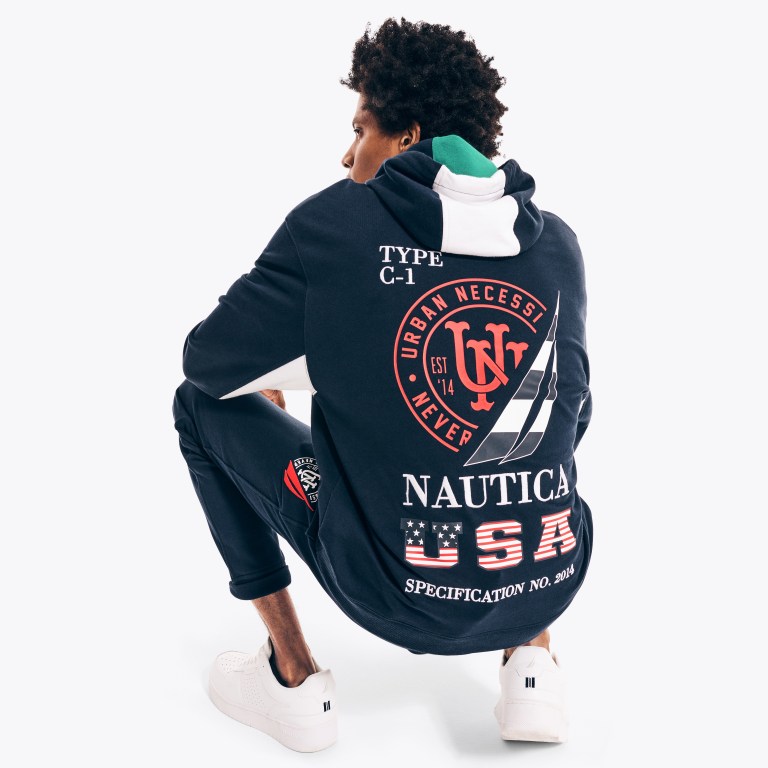 Nautica Urban Necessities X Nautica Estampadas Pullover Hoodie Azul Marino | OeMDncnu