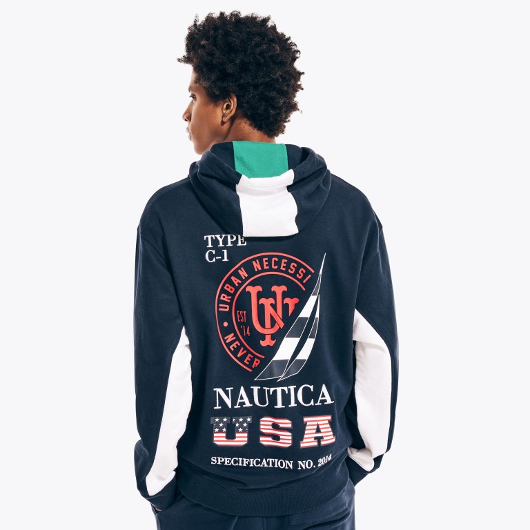 Nautica Urban Necessities X Nautica Estampadas Pullover Hoodie Azul Marino | OeMDncnu