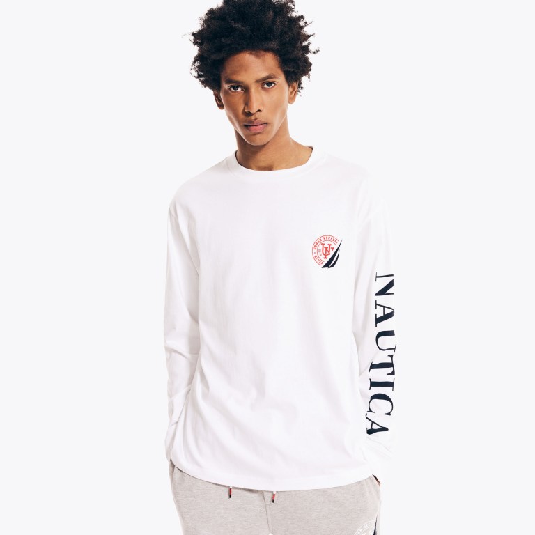 Nautica Urban Necessities X Nautica Estampadas Long-sleeve Blancas | fjTAFq5C