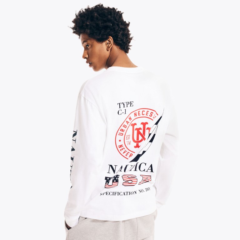 Nautica Urban Necessities X Nautica Estampadas Long-sleeve Blancas | fjTAFq5C