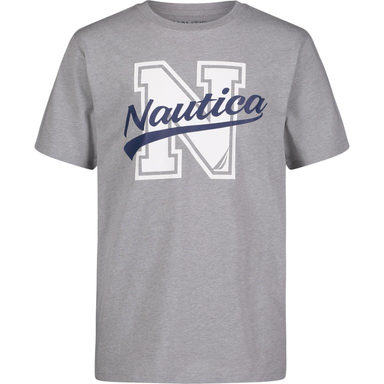 Nautica Varsity Logo Estampadas (8-20) Gris | Nyic6nId