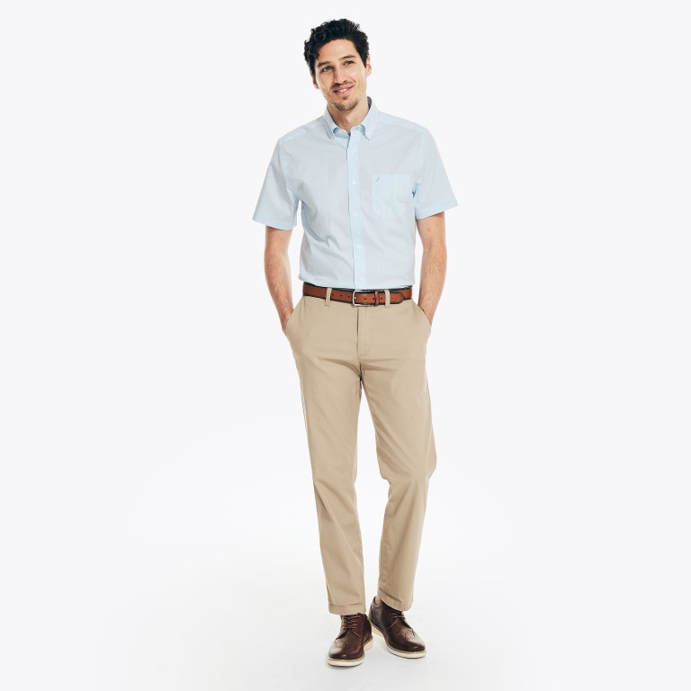 Nautica Wrinkle-resistant Plaid Wear To Trabajo -sleeve Azur Azules | CPafEoTw