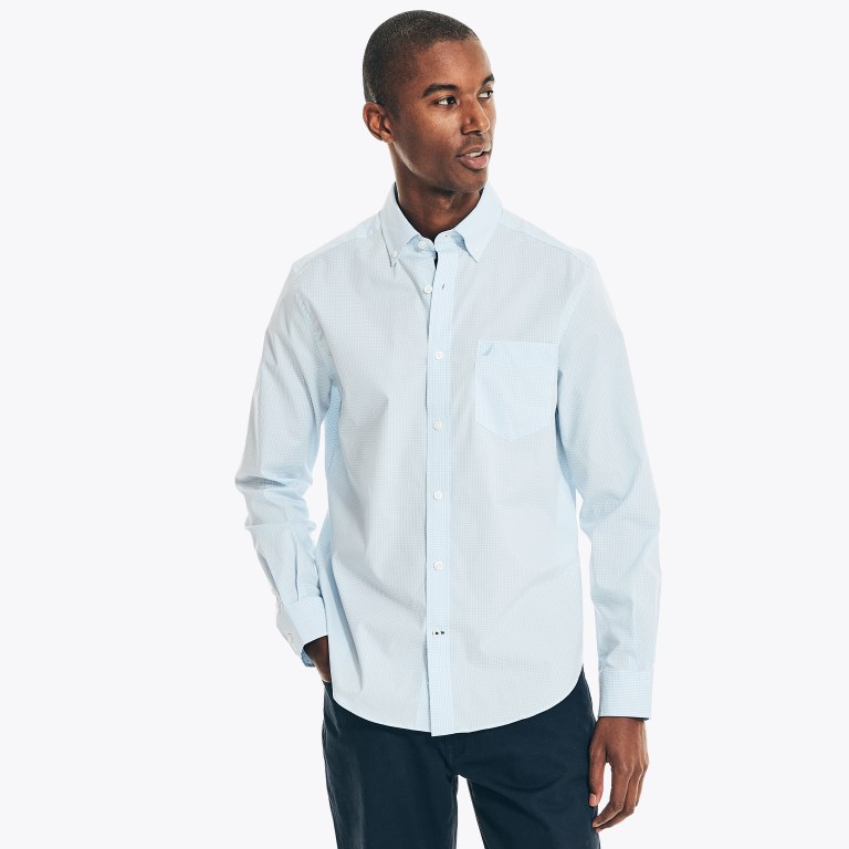 Nautica Wrinkle-resistant Plaid Wear To Trabajo Azur Azules | FiQ05ADb