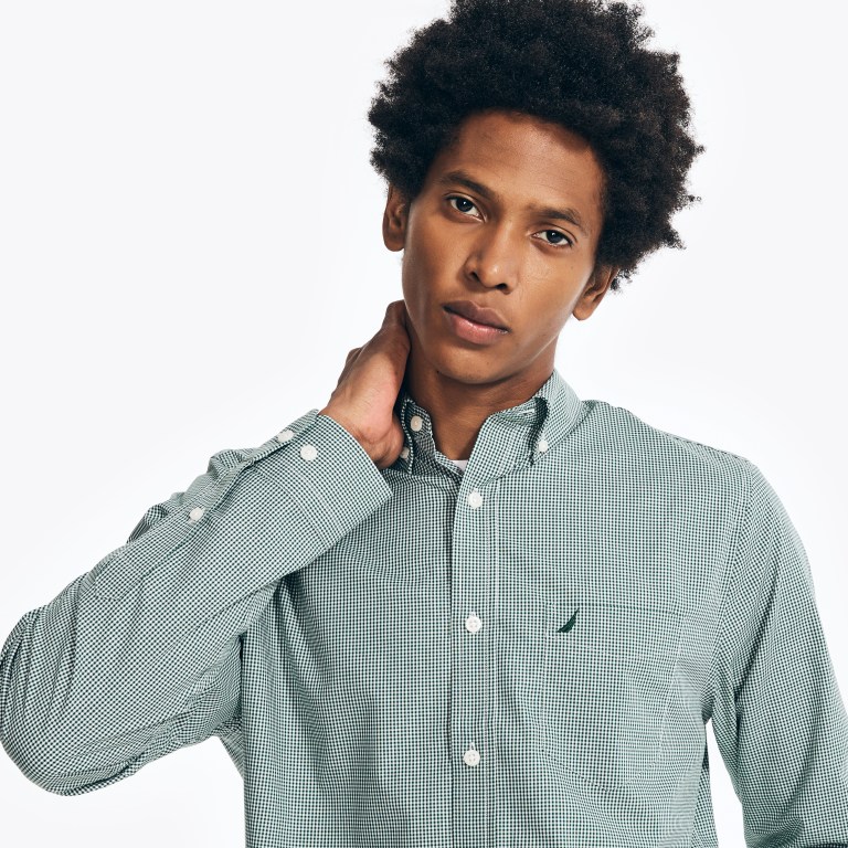 Nautica Wrinkle-resistant Plaid Wear To Trabajo Azules | Gjyelqav