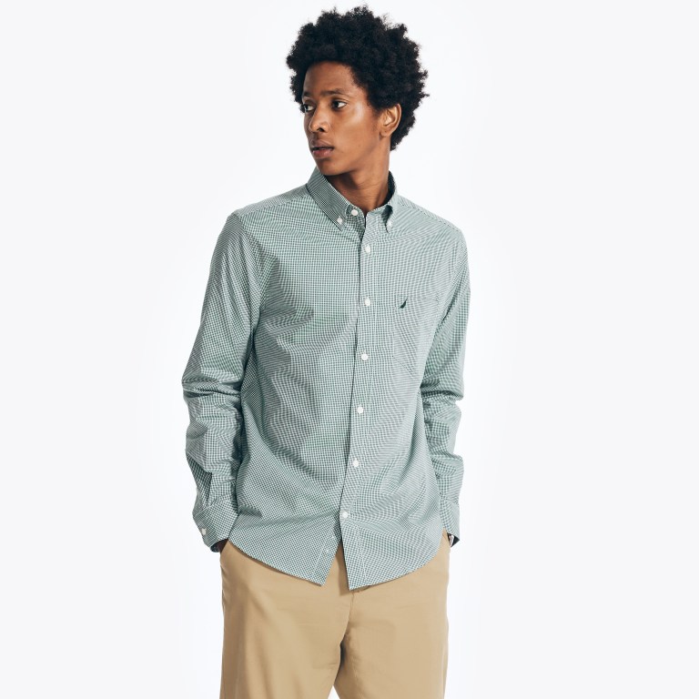 Nautica Wrinkle-resistant Plaid Wear To Trabajo Azules | Gjyelqav