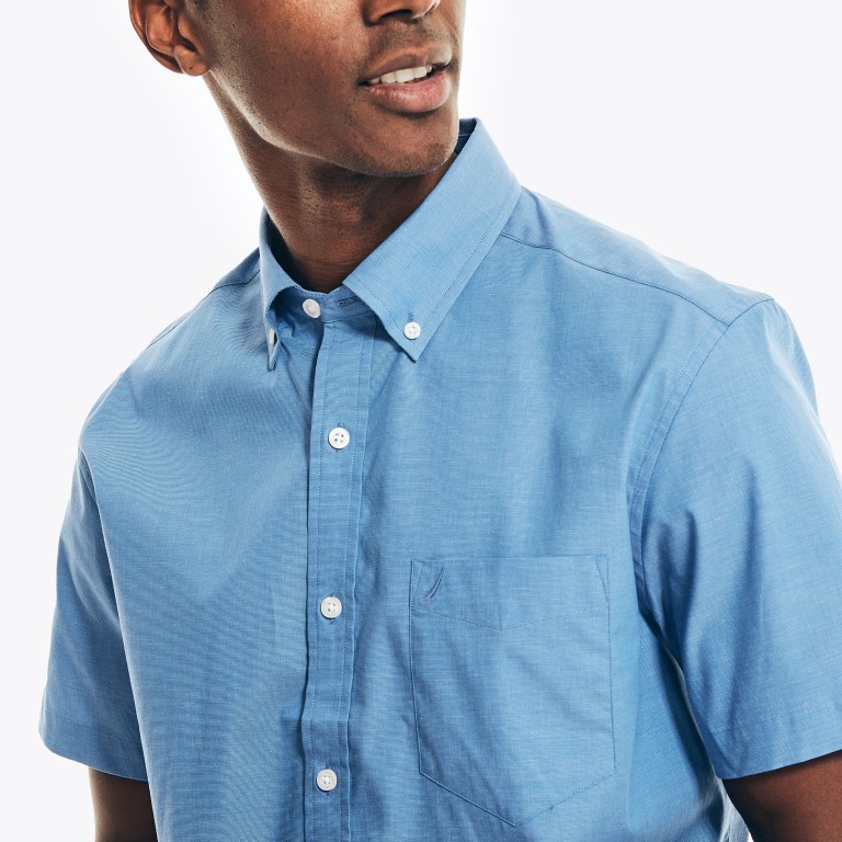 Nautica Wrinkle-resistant Wear To Trabajo -sleeve Azules | 6pqPnued