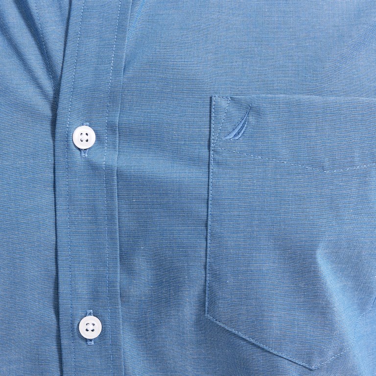 Nautica Wrinkle-resistant Wear To Trabajo -sleeve Azules | 6pqPnued