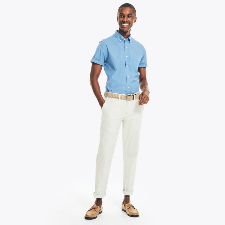 Nautica Wrinkle-resistant Wear To Trabajo -sleeve Azules | 6pqPnued