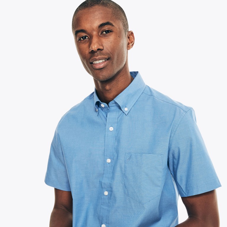 Nautica Wrinkle-resistant Wear To Trabajo -sleeve Azules | 6pqPnued