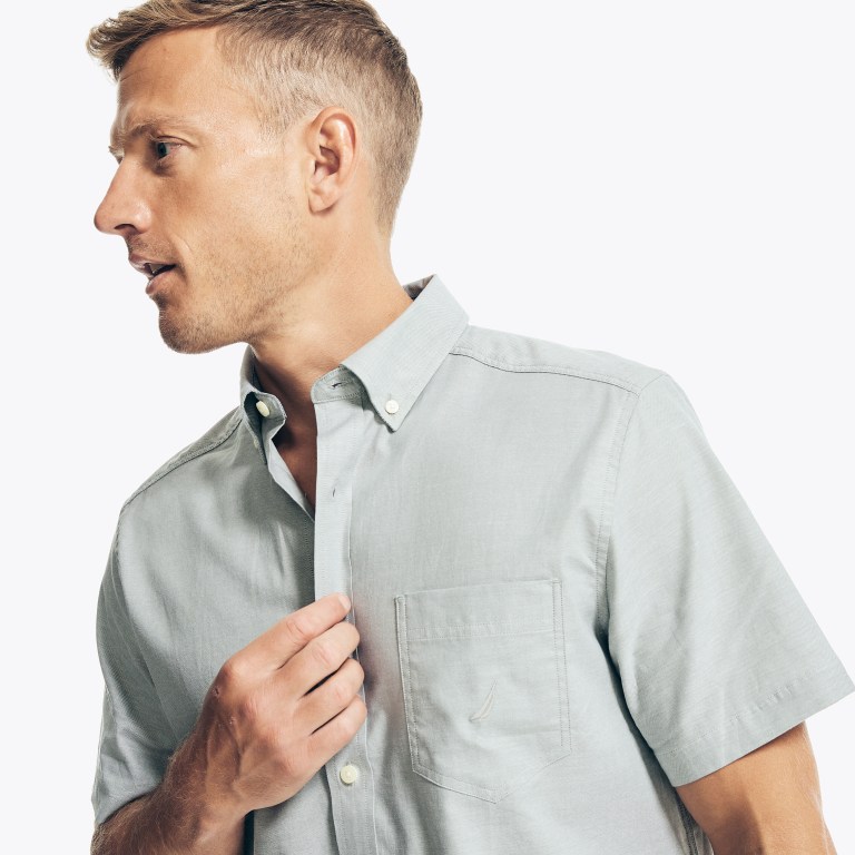 Nautica Wrinkle-resistant Wear To Trabajo -sleeve Verde | GbWSDqlt