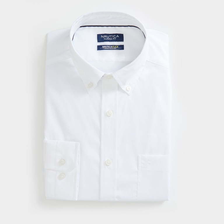 Nautica Wrinkle-resistant Wear To Trabajo Blancas | QzMKRk8D