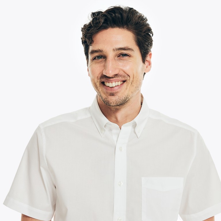 Nautica Wrinkle-resistant Wear To Trabajo -sleeve Blancas | ZcyJxWKt