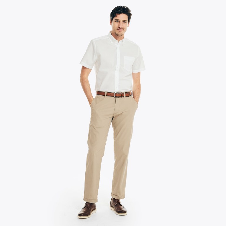 Nautica Wrinkle-resistant Wear To Trabajo -sleeve Blancas | ZcyJxWKt