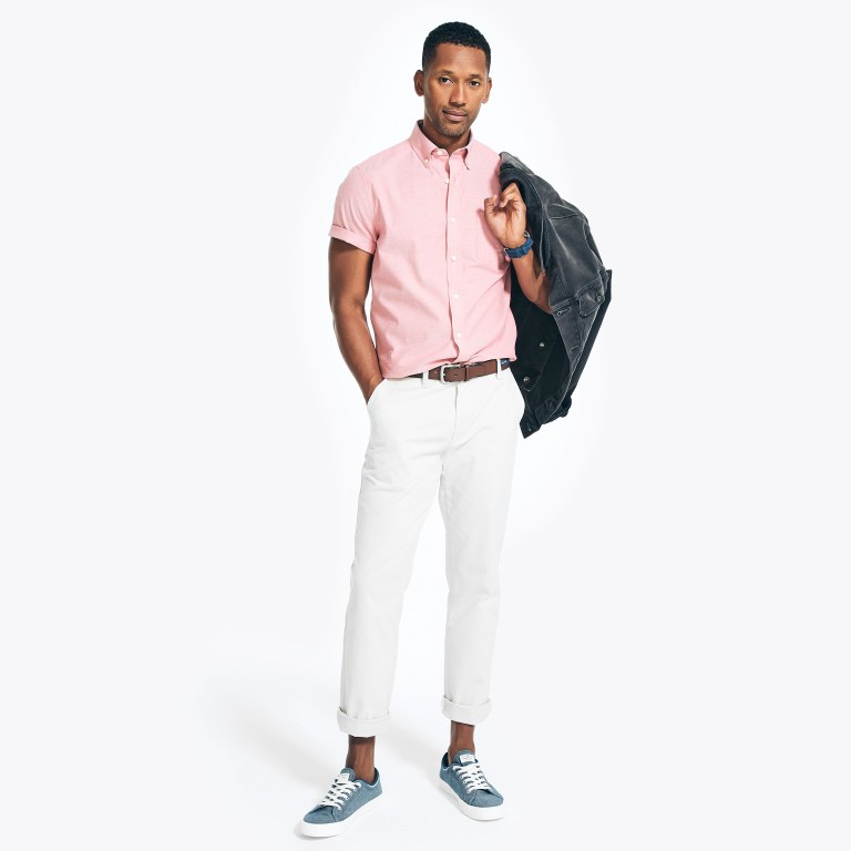 Nautica Wrinkle-resistant Wear To Trabajo -sleeve Rojas | cUVkguvr