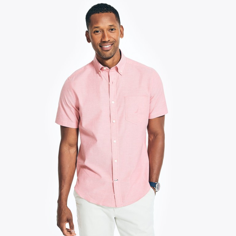 Nautica Wrinkle-resistant Wear To Trabajo -sleeve Rojas | cUVkguvr