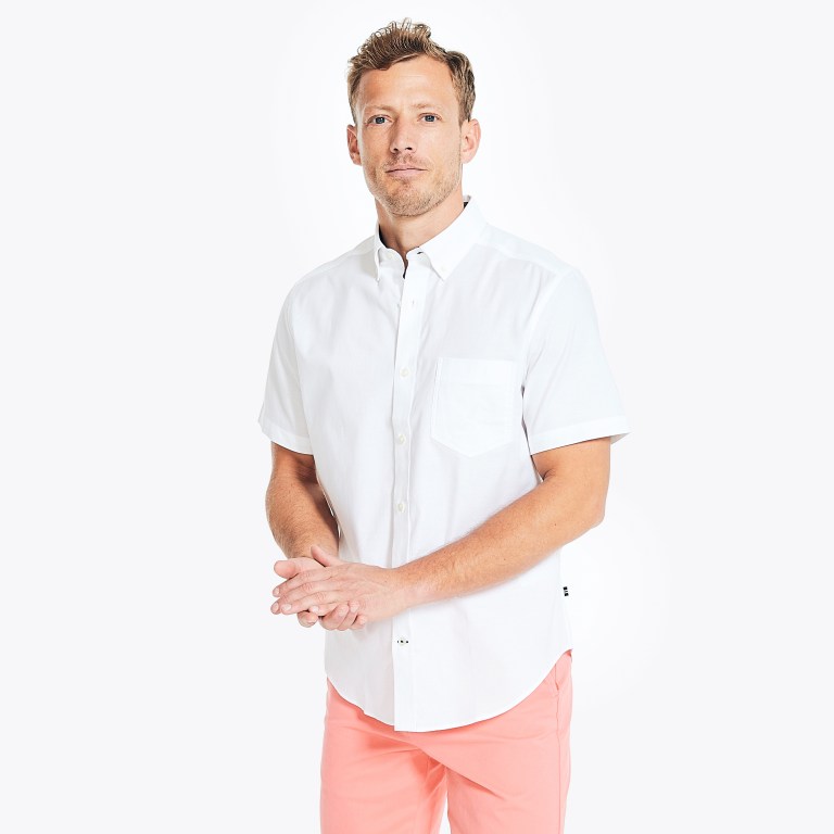 Nautica Wrinkle-resistant Wear To Trabajo -sleeve Blancas | xAW69rUN