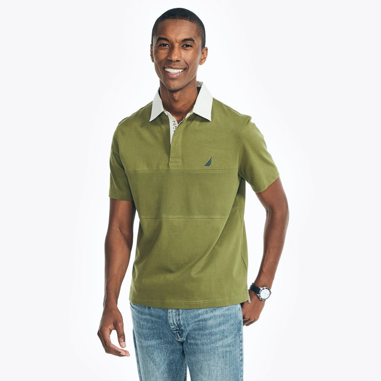 Nautica Classic Fit Rugby Chest-stripe Verde Oliva | tCIgosYO