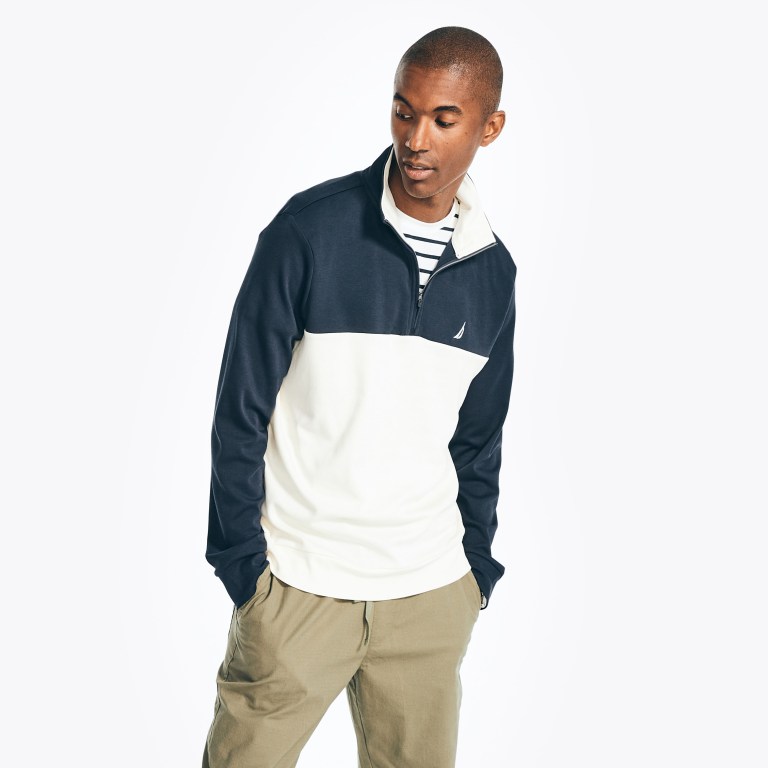 Nautica Colorblock Quarter-zip Azul Marino | qdsEOzKL