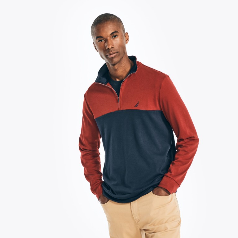 Nautica Colorblock Quarter-zip Rojas | XnqpFyvQ