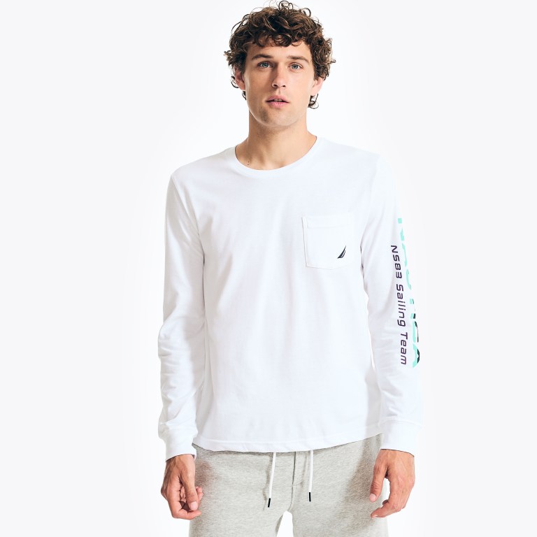 Nautica Competición Sustainably Crafted Long-sleeve Estampadas Blancas | qUB1lKJ4