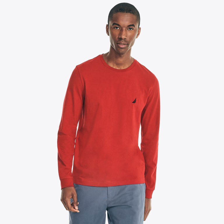 Nautica Crewneck Long-sleeve Rojas | 3AXs7upw