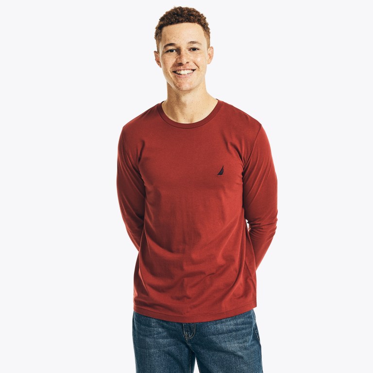 Nautica Crewneck Long-sleeve Rojas | FQF3bWQP