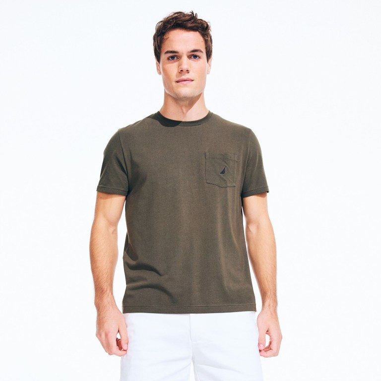 Nautica Crewneck Pocket Verde Oliva | 72bhLJJD