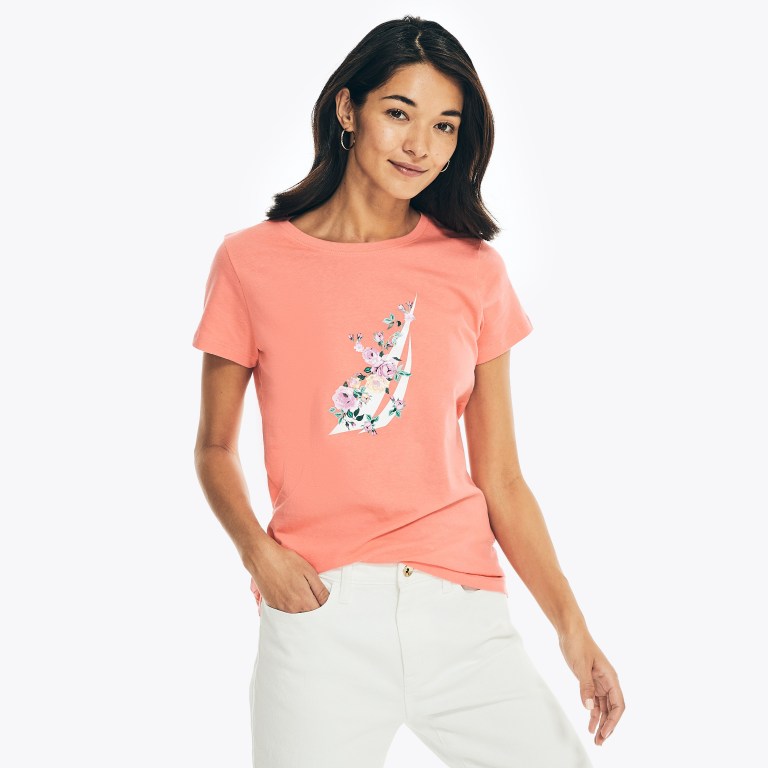 Nautica Embroidered Floral J-class Estampadas Coral | OjFefZct