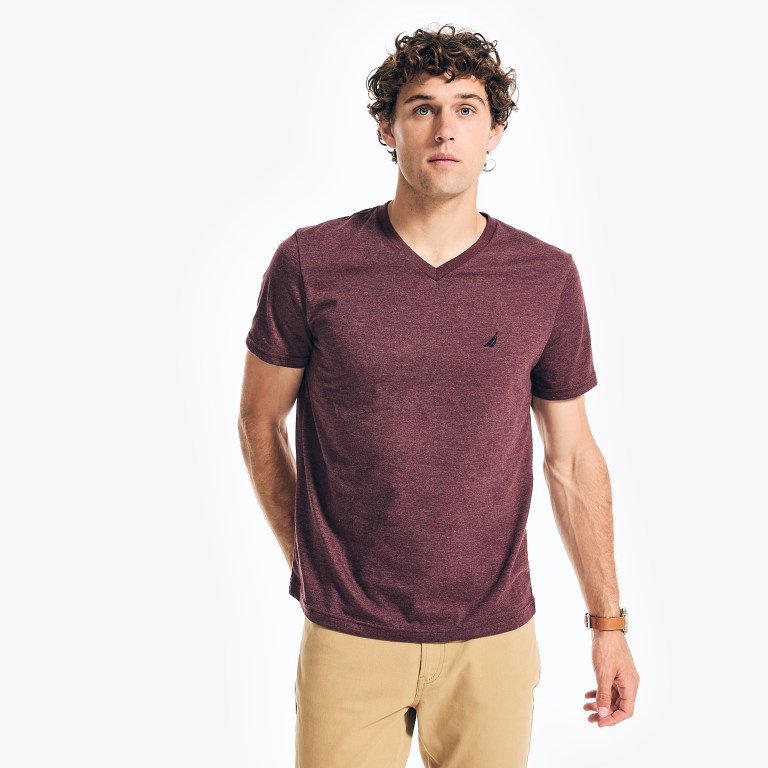 Nautica Heathered V-neck Rojas | UeibTmin