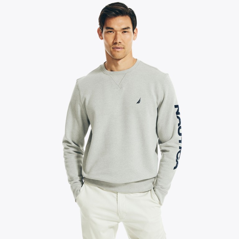 Nautica Logo Crewneck Gris | 4GVplc6J