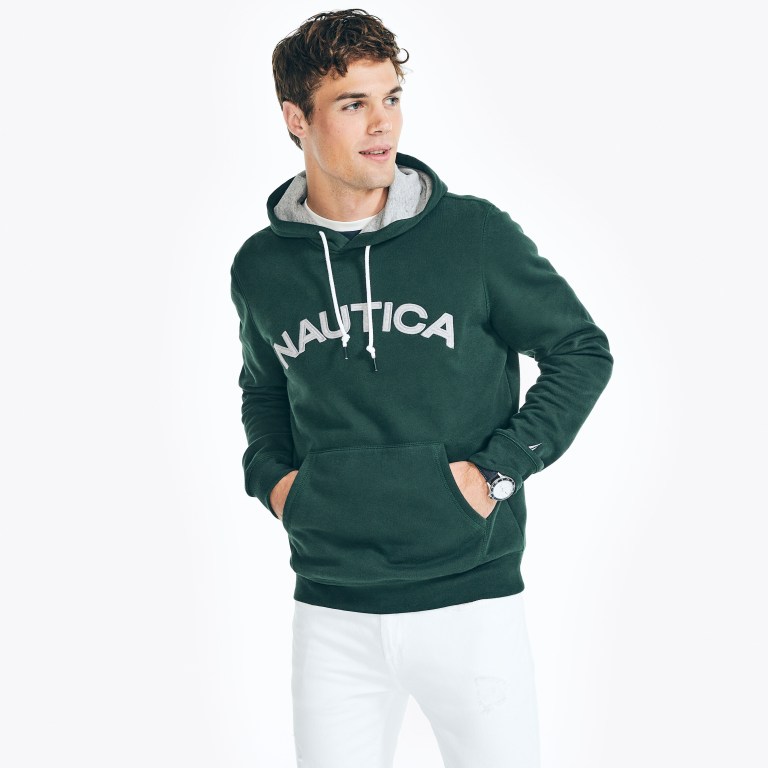 Nautica Logo Pullover Hoodie Azules | HJ8I4UM4