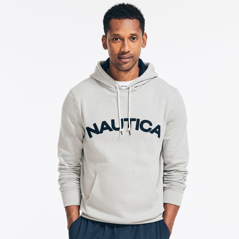 Nautica Logo Pullover Hoodie Gris | qGWXbjPa