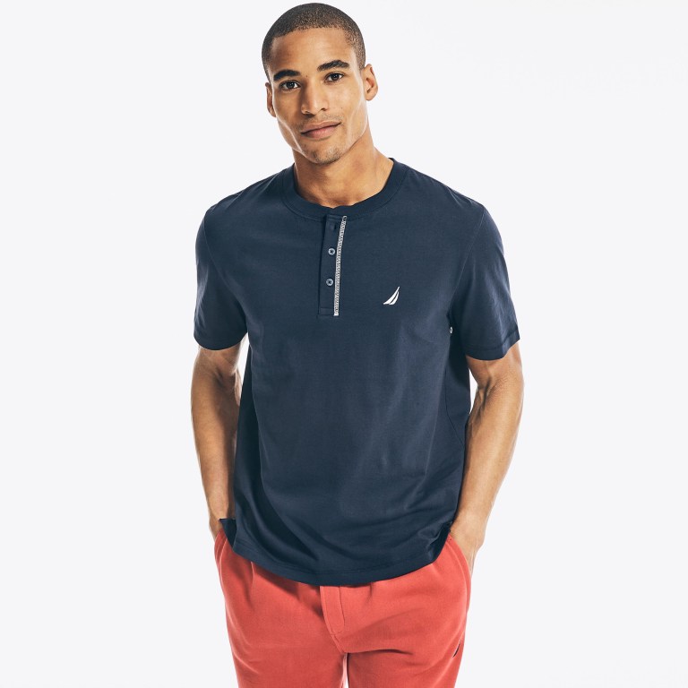 Nautica Logo -sleeve Henley Azul Marino | c80binEQ