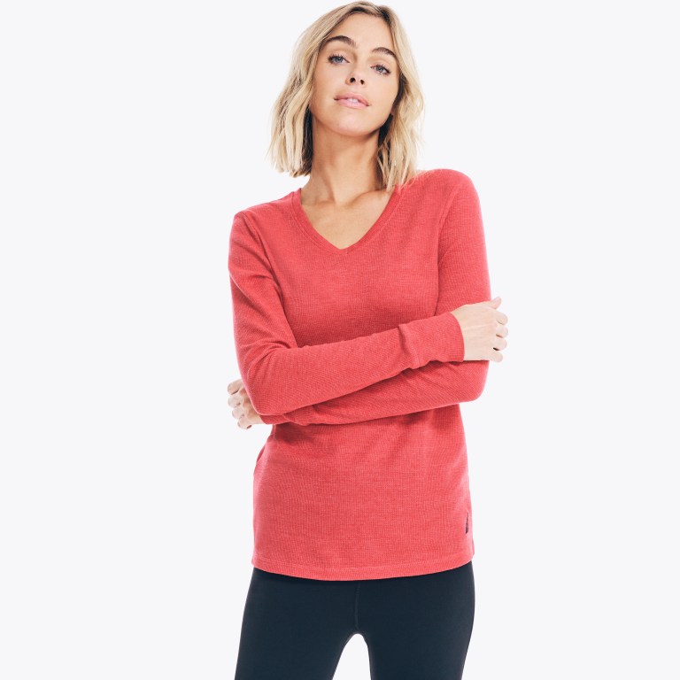 Nautica Long-sleeve V-neck Thermal Rosas | 3SUx6LnC