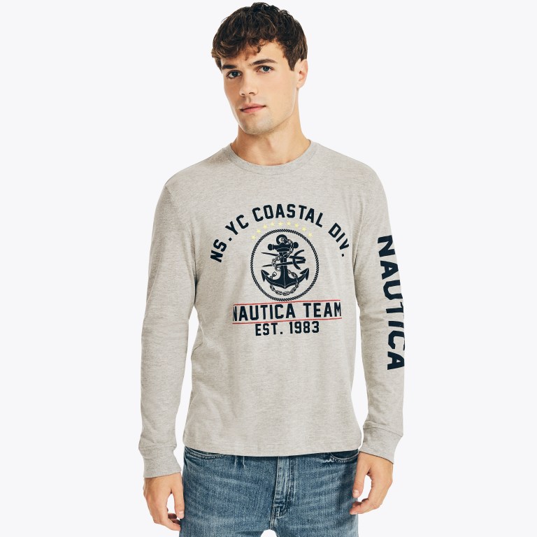 Nautica Nautica Co. Sustainably Crafted Estampadas Long-sleeve Gris | zyHVCk3U