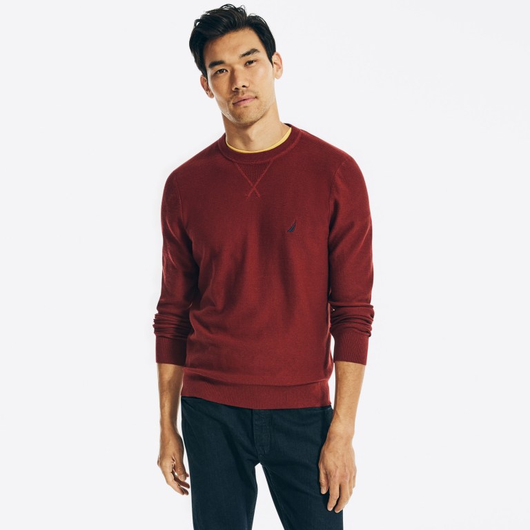 Nautica Navtech Textured Crewneck Rojas | pyNXQgrS