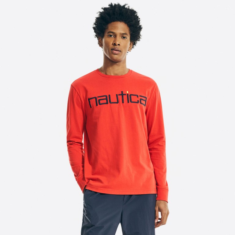 Nautica Reissue Sustainably Crafted Estampadas Long-sleeve Azul Real Burdeos | LirEqOyH