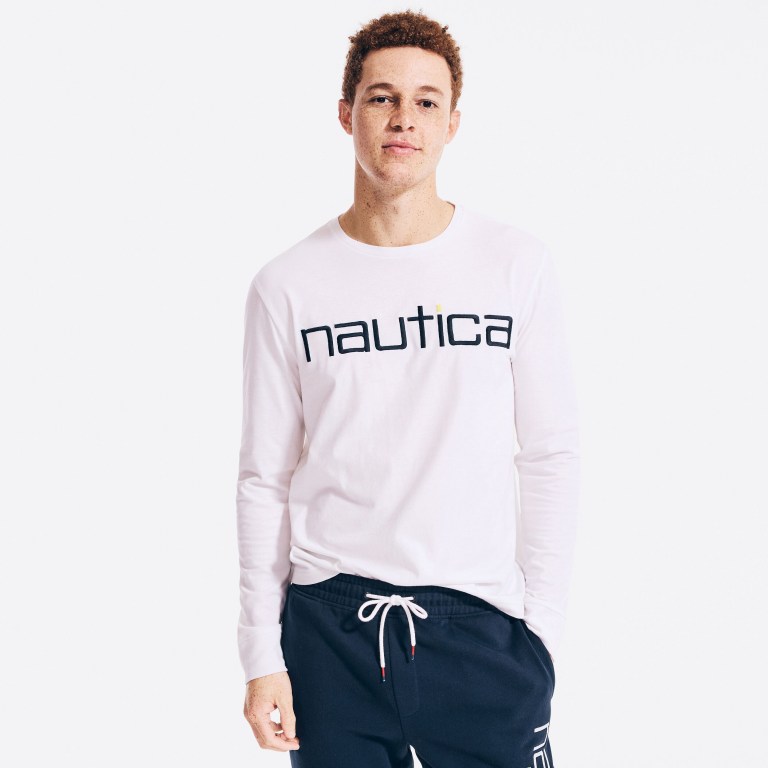 Nautica Reissue Sustainably Crafted Estampadas Long-sleeve Blancas | Tyzumg5o