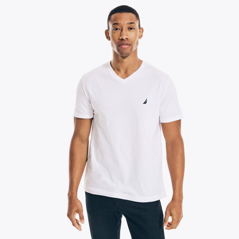 Nautica Solid V-neck Blancas | Iv0X2ISo