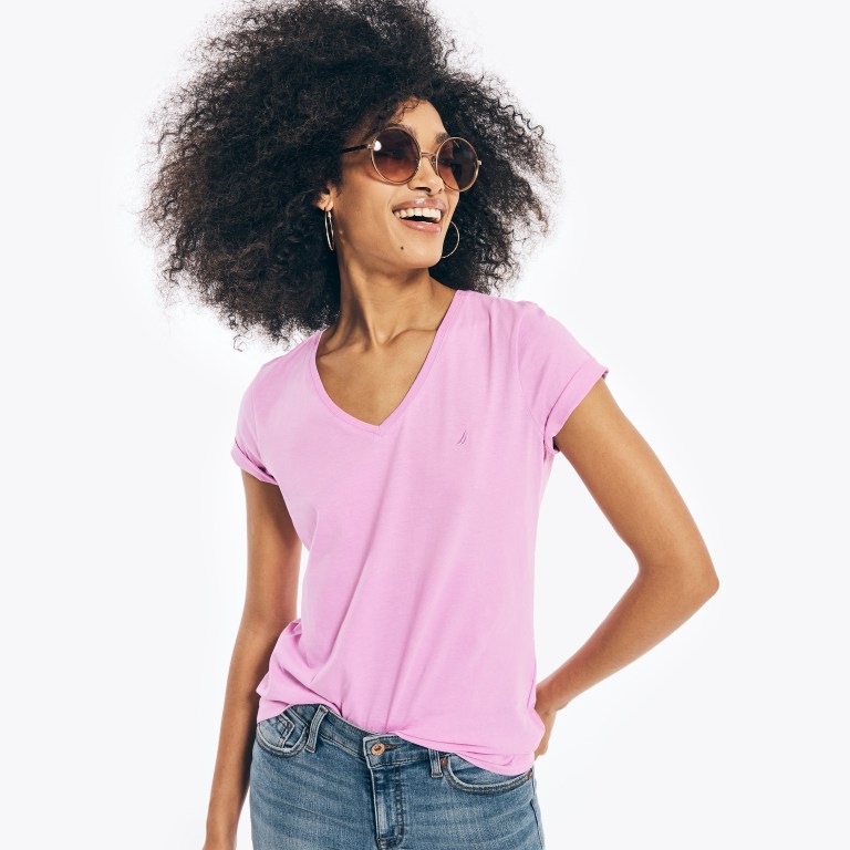 Nautica Solid V-neck Moradas | vSvlIjYa