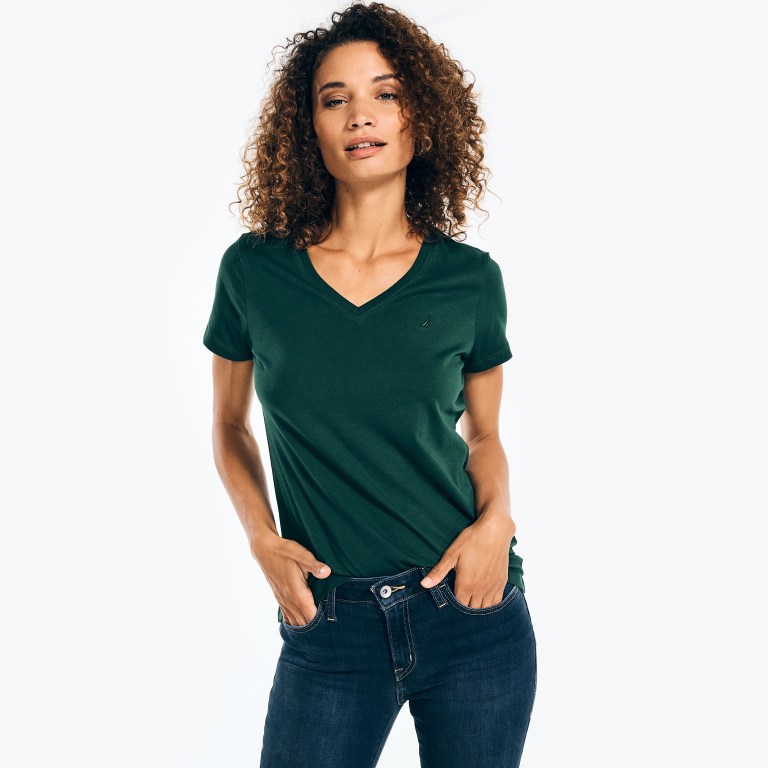 Nautica Solid V-neck Verde | 4u2iHo5d