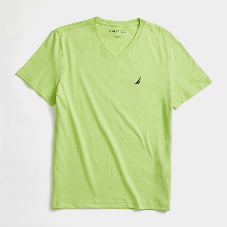 Nautica Solid V-neck Verde | vp61AGKA